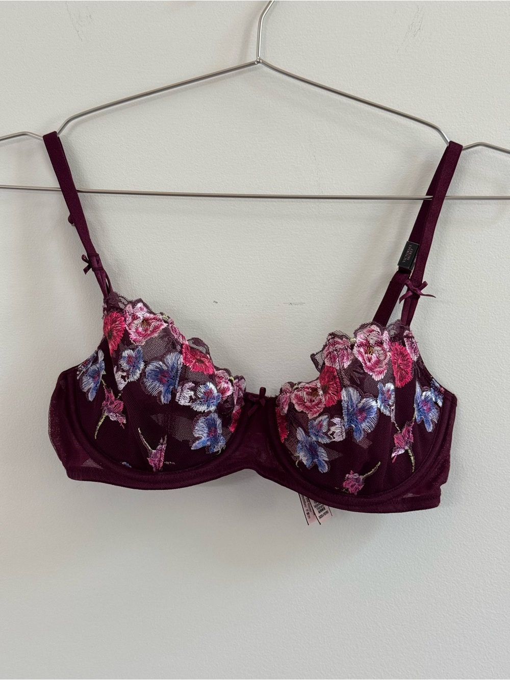 Victoria's Secret Plum Floral Embroidered Underwire Bra